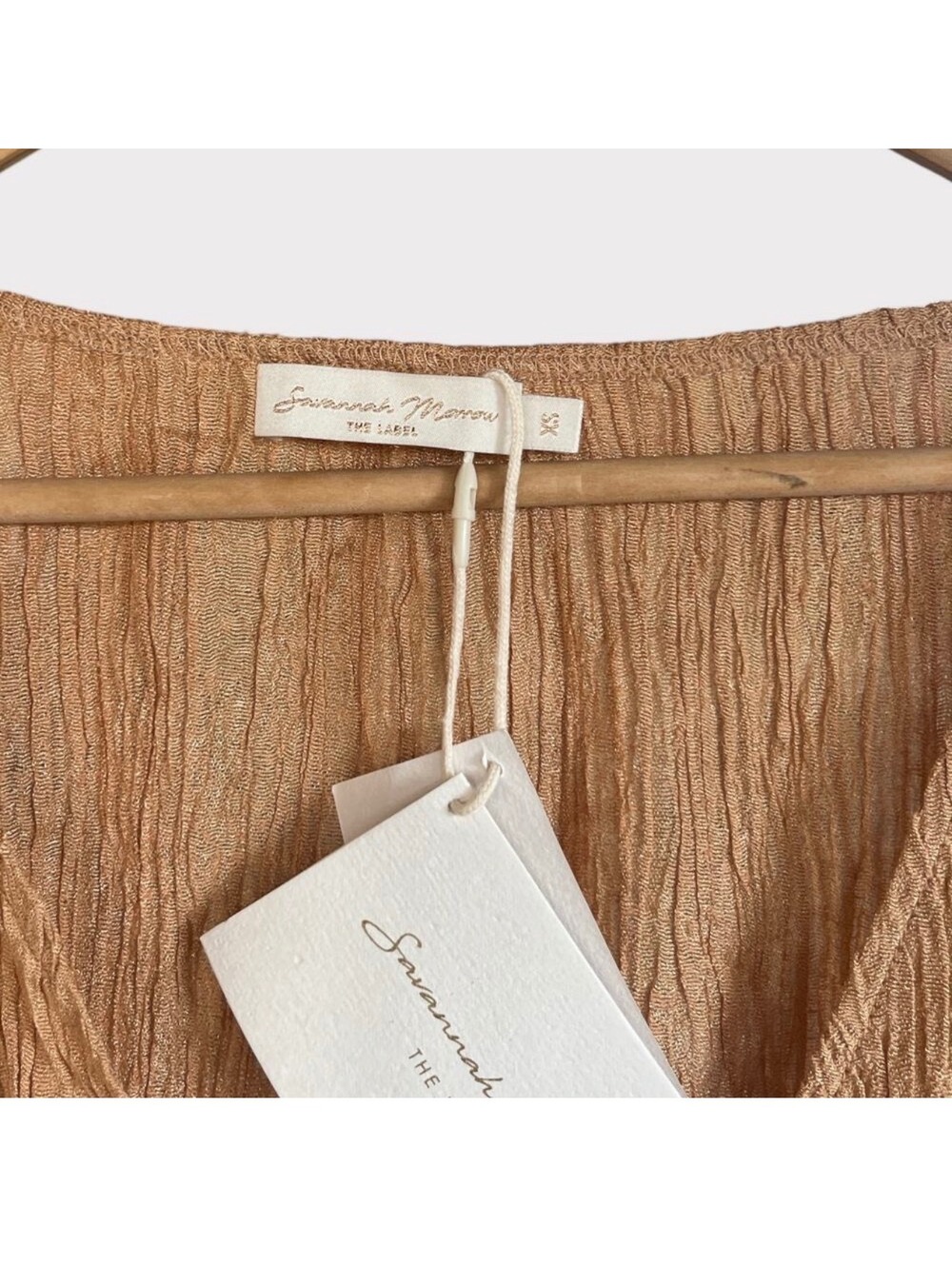 Savannah Morrow The Label Amarillo Silk Top Size XS Sandstone - Picture 9 of 9